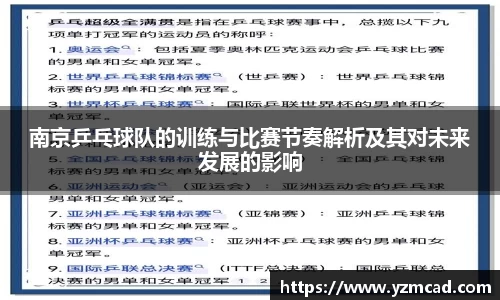 南京乒乓球队的训练与比赛节奏解析及其对未来发展的影响